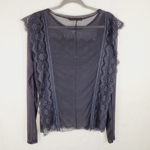 BKE Boutique sheer black lace long sleeved top XL goth fairy grunge regencycore - Picture 2 of 8